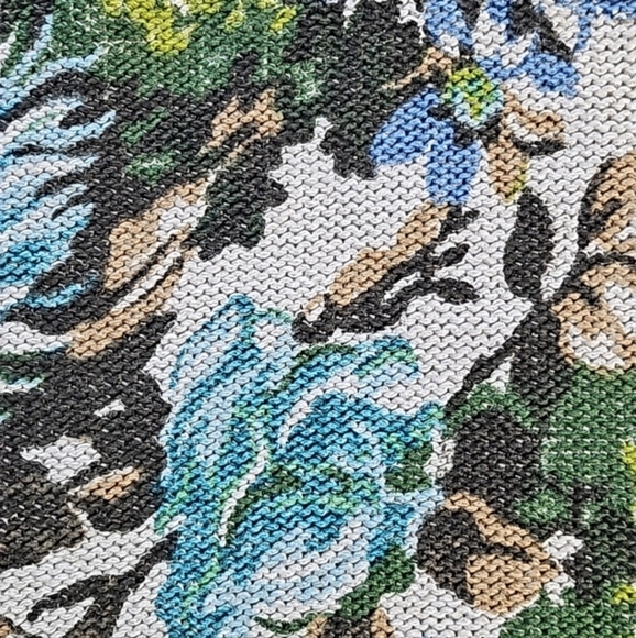 J. Jill Tan Green Turquoise Floral Knit Turtleneck Pullover Sz. L Sweater - Picture 14 of 14